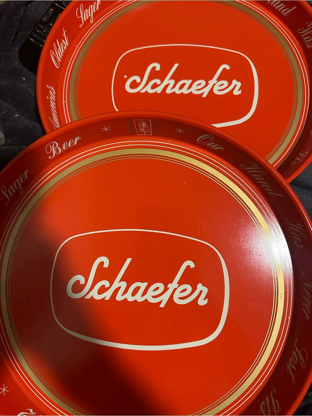 Red Metal Serving Tray - Schaefer vintage tray
